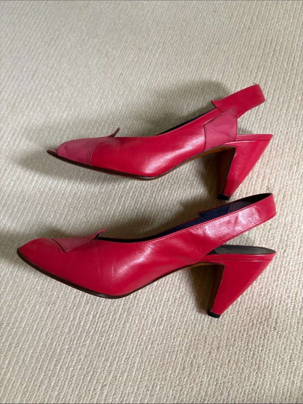 Farrutx Women’s Red Slingback Peep-Toe Heels